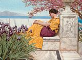 John William Godward Famous Paintings - Under the Blossom that Hangs on the Bough